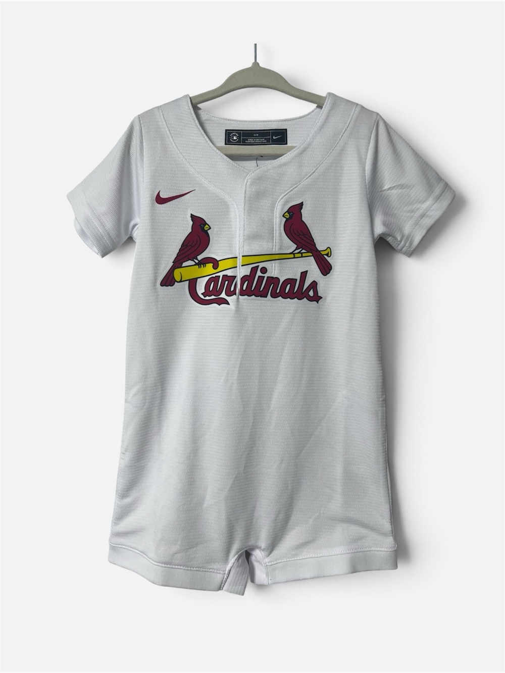 Nike MLB St. Louis Cardinals White Knit Romper One-Piece Snap 24M